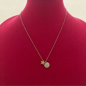 Fossil Necklace Charm with Star Gold Tone and Round Charm Silver Tone